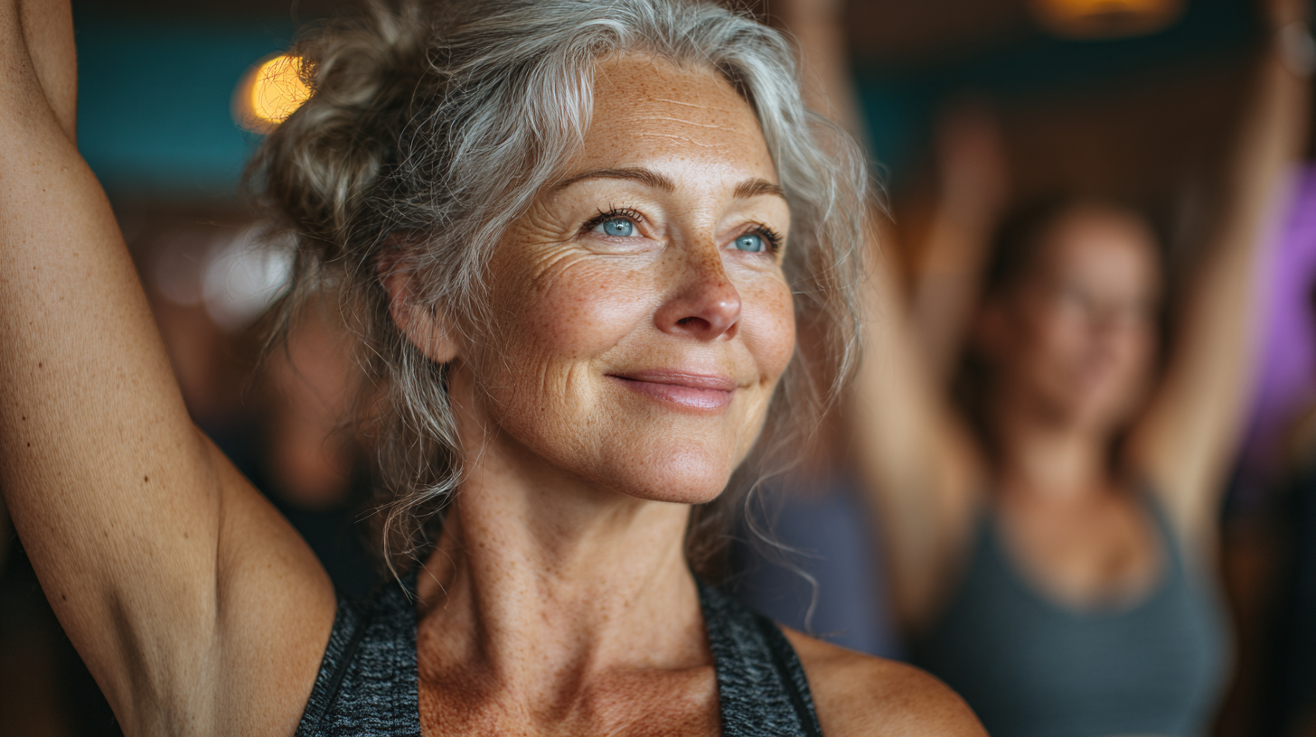 Instructor CreativeFit demonstrând exerciții creative pentru seniori